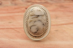 Genuine White Buffalo Turquoise Sterling Silver Navajo Ring